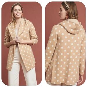 Anthropologie Dottie Field Flower Wool Polka Dot Sweater Cardigan Size Small